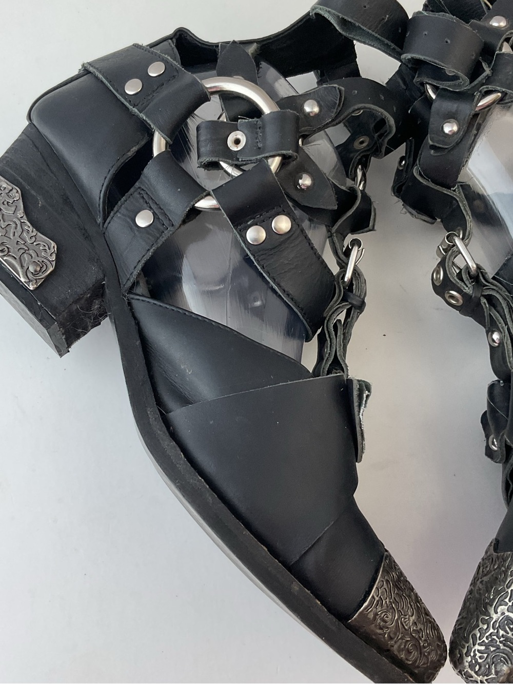 Extremely Rare Jeffrey Campbell Temeku Black/Silver Leather Boots Women’s Size 8 - Picture 11 of 16